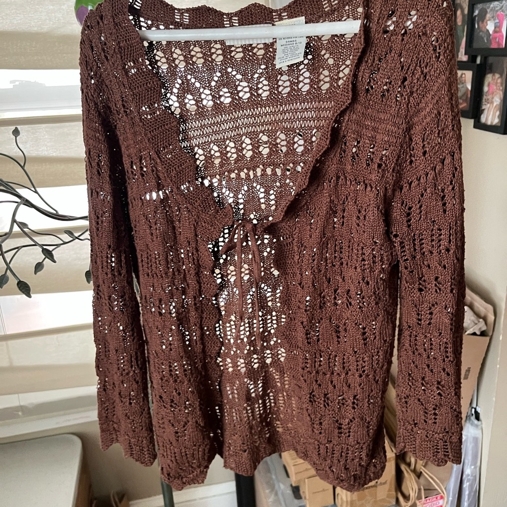 White Stag Chocolate Crochet Sweater